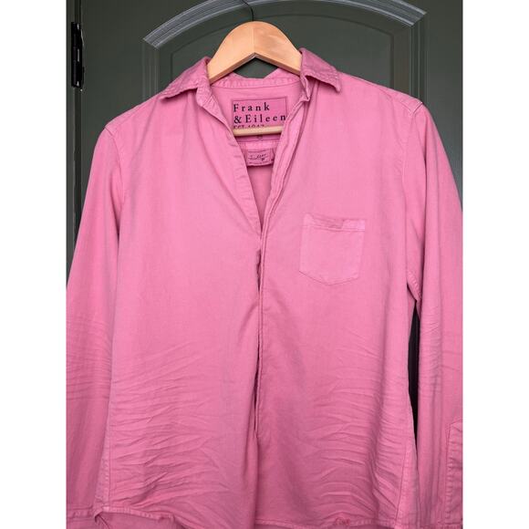 Frank & Eileen EILEEN Famous Denim Button-Up Long Sleeve Shirt Sunset Pink XXS - Picture 5 of 10